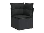 10-piece garden furniture set with cushions, black woven resin GFTJ11620