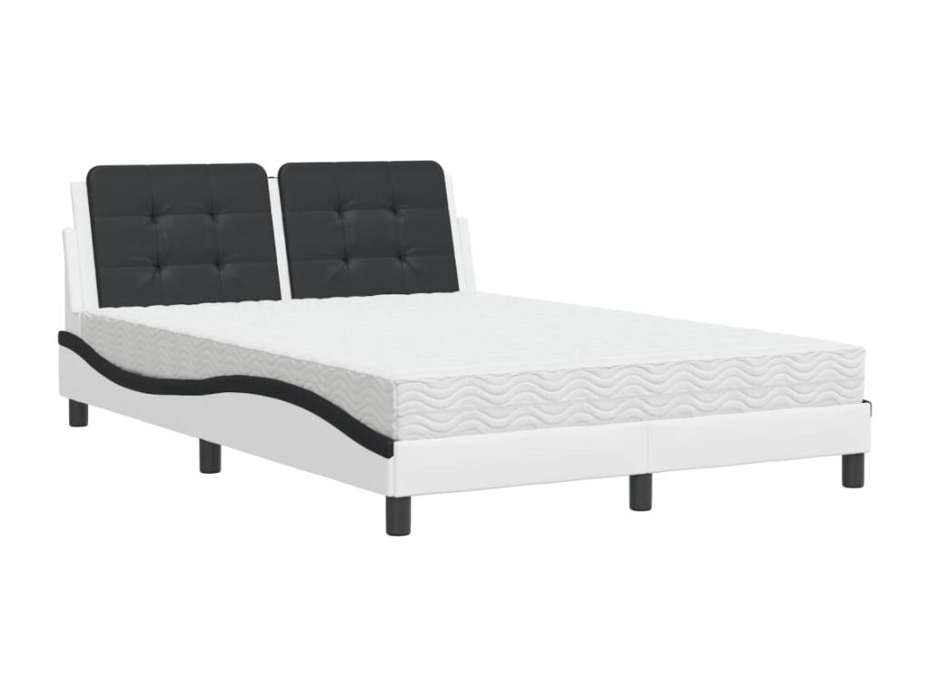 Bed with black and white mattress 140x200 cm faux leather YPDB28962