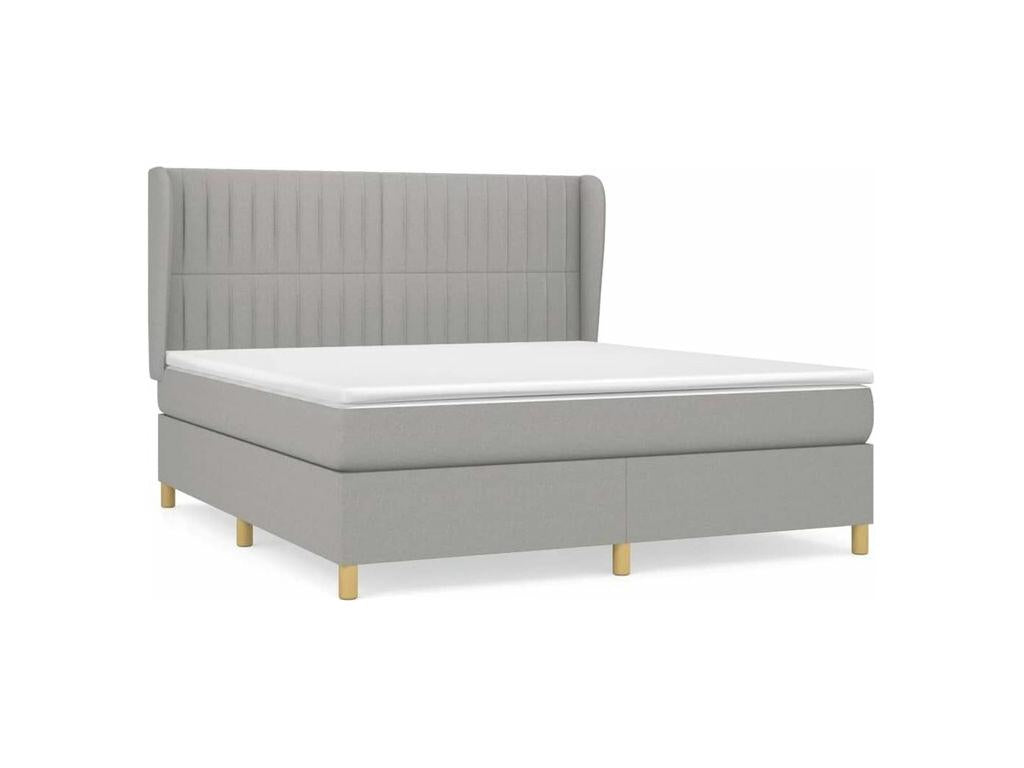 Bed base with mattress, light grey, 180x200 cm, fabric, WKEO71102