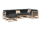 6-piece garden furniture set with cushions, solid pine wood SCGW21250