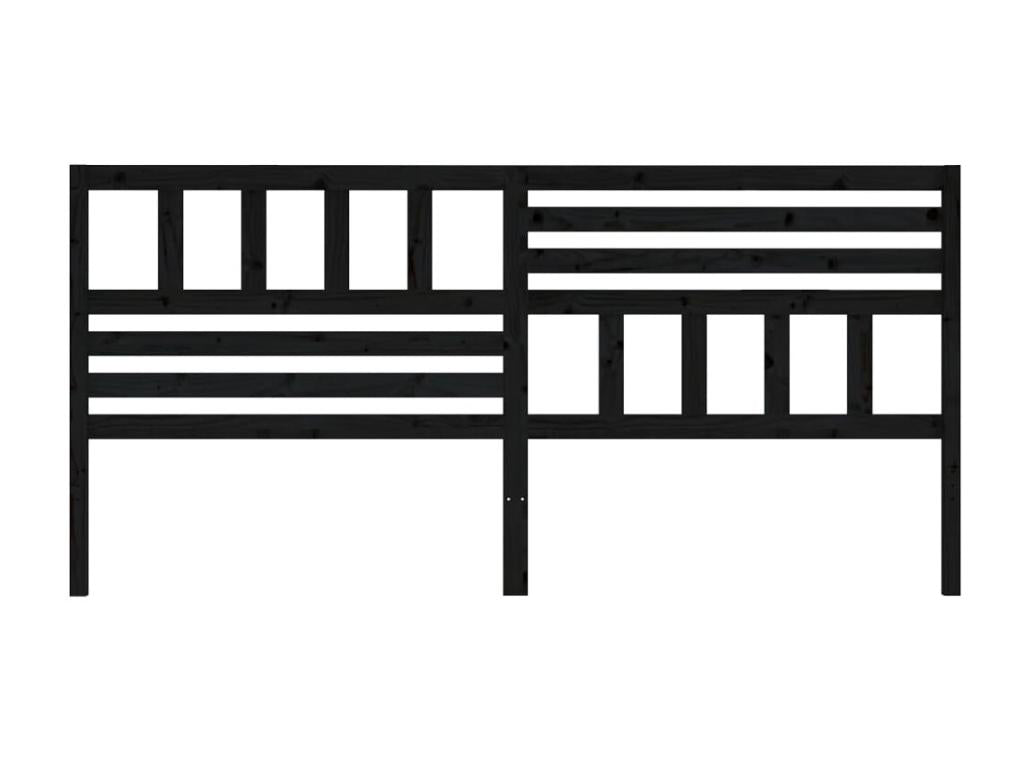 Black Headboard 206x4x100 cm Solid Pine Wood WSMU01877