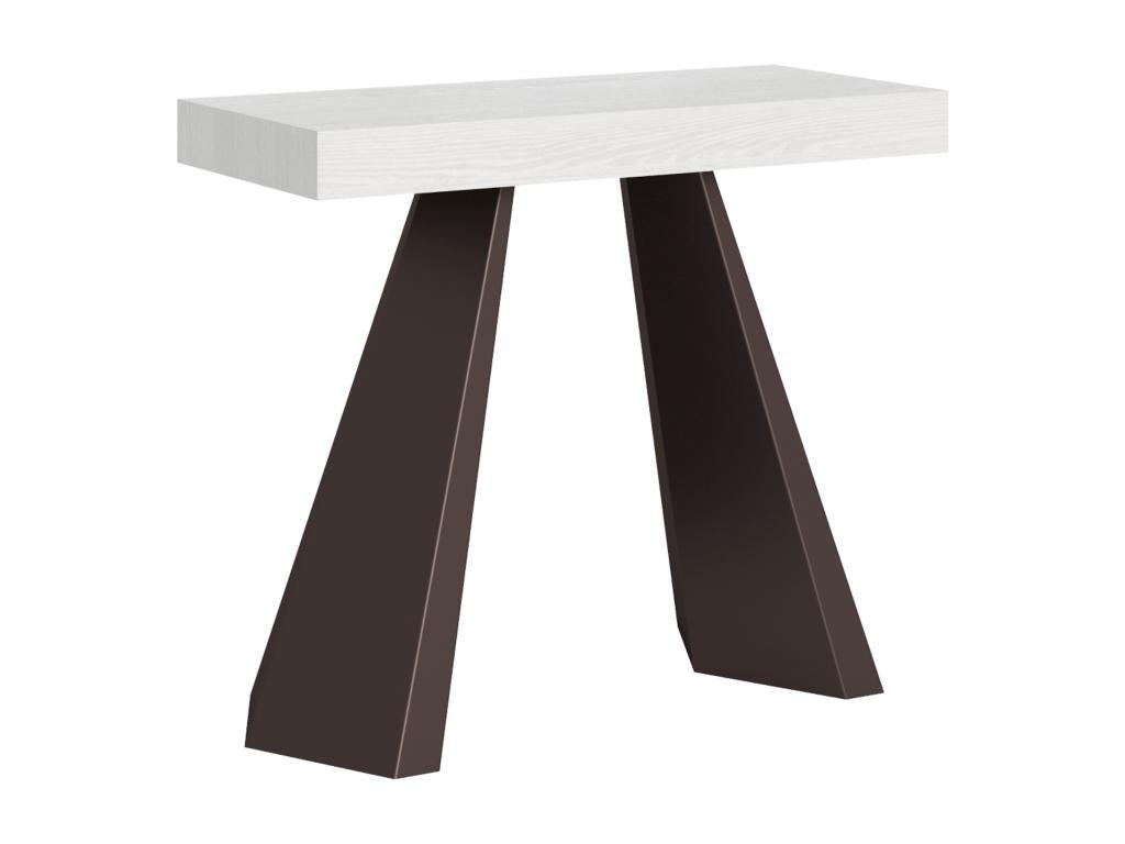 Extendable console table 90x40/300 cm Diamante White Ash with Bear frame QEWT08620