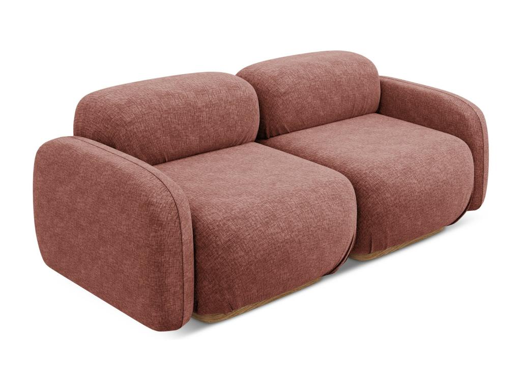 Modular 3-seater sofa in chenille fabric - muted pink - Elariva PHOU92803