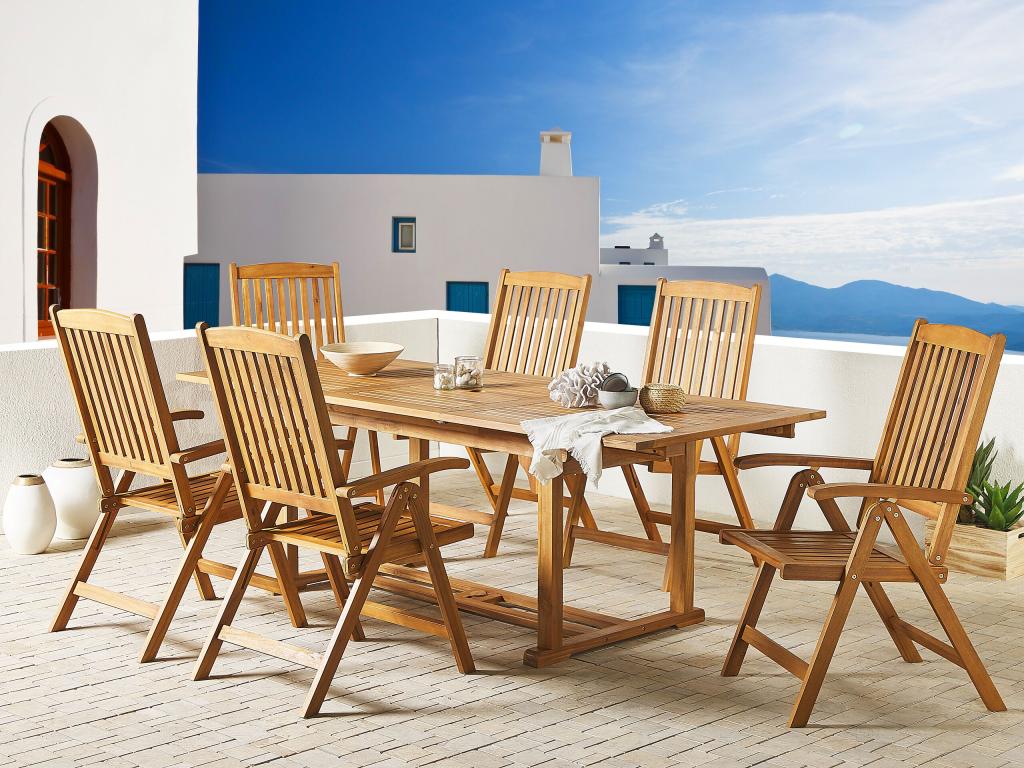 6-seater garden dining set, light brown, FMNG34169