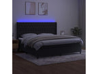 Upholstered bed base with mattress and LED lighting, black, 200x200 cm, velvet, VXEH72282