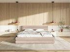 Storage bed - 140x200 cm - in beige water-repellent velvet - Elariva SSCX02735