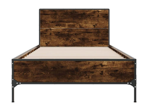Smoked oak bed frame 75x190 cm engineered wood and metal MXBS13877