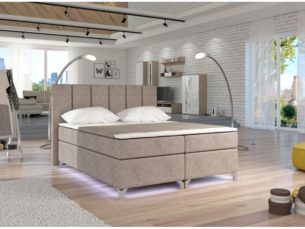 Boxspring bed 180x200 beige fabric Elariva QNCM15636