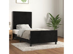 Bed frame with headboard, black, 80x200 cm, velvet, XMCV03684