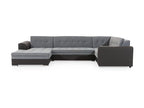 Panoramic convertible sofa in light and dark brown velvet with left-hand chaise longue, 340cm BFSX75045