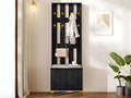 Wardrobe for living room - with hooks and shoe bench - Black ALCM08449