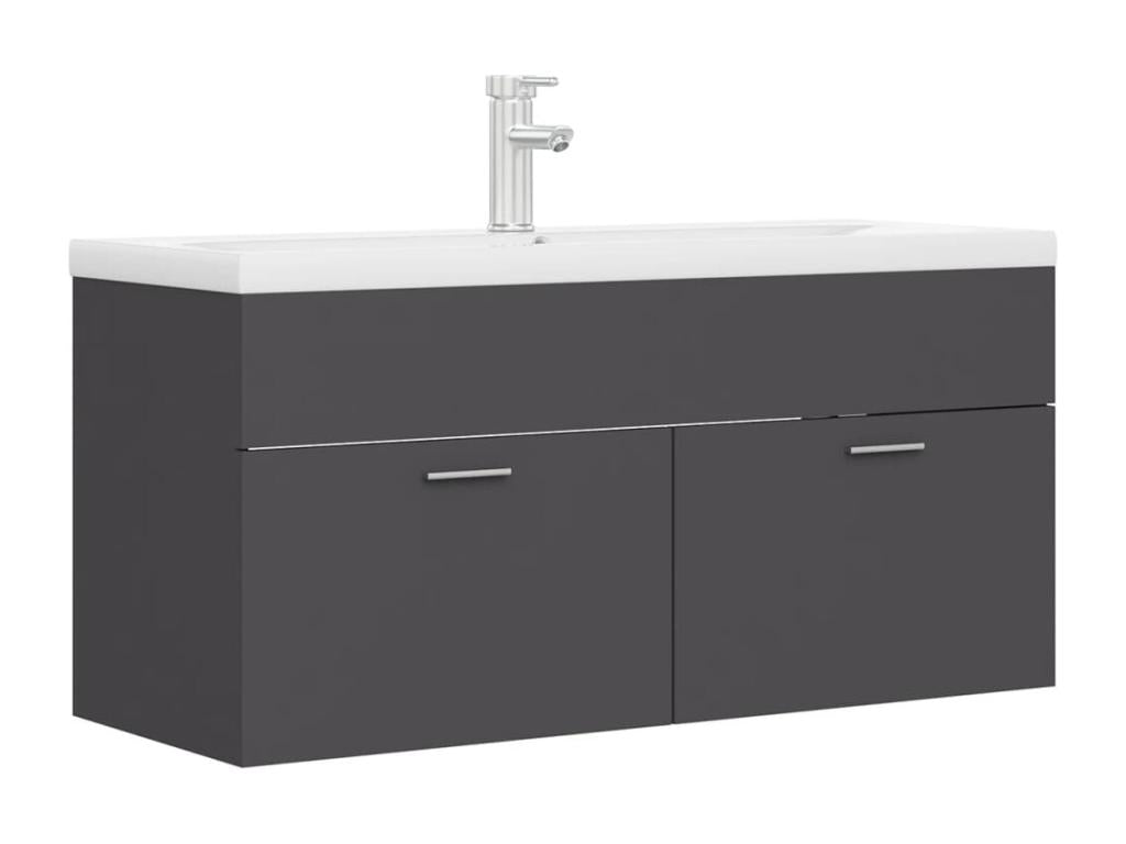 Sink cabinet with integrated basin, Grey, Chipboard WXTN11471