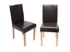 Dining chair set of 4 brown faux leather with light legs BDAY87249