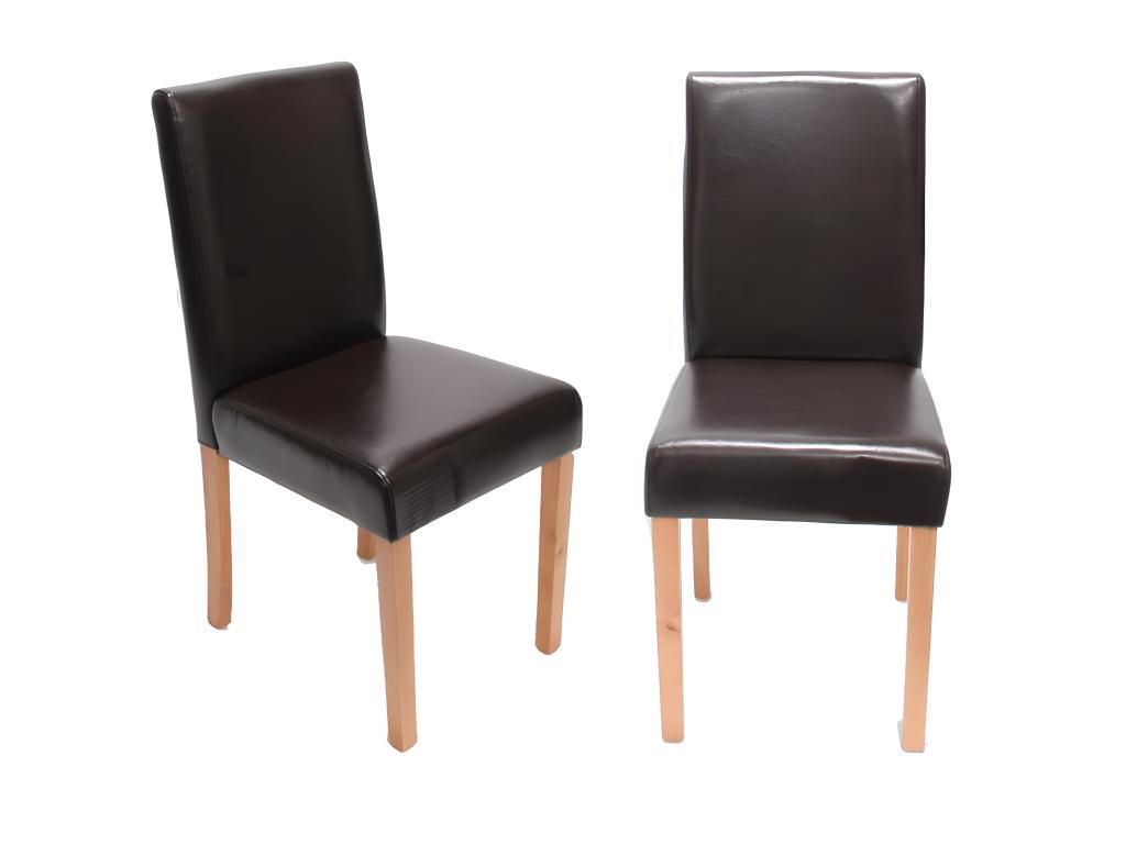 Dining chair set of 4 brown faux leather with light legs BDAY87249