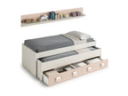 Double Bed with 2 Drawers and One Shelf, Finished in Alpine White and Pastel Pink VXYW41118