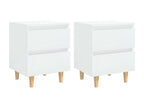 Bedside tables with pine legs, 2 pcs, glossy white, 40x35x50 cm, PRYQ02685