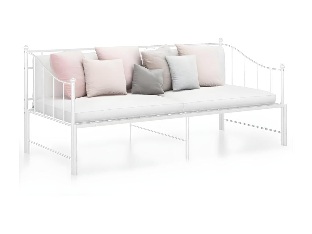 Extendable Sofa Bed Frame, White Metal, 90x200 cm, SFNX04711