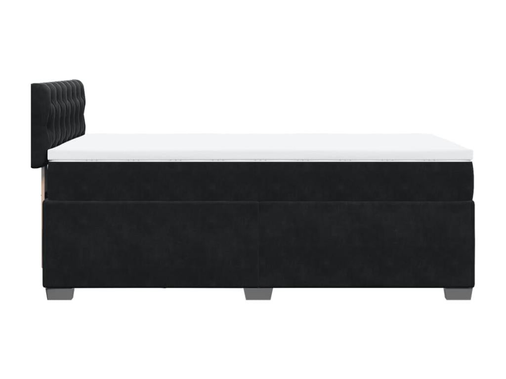 Bed base with mattress, black, 90x190 cm, velvet, VGDV38650