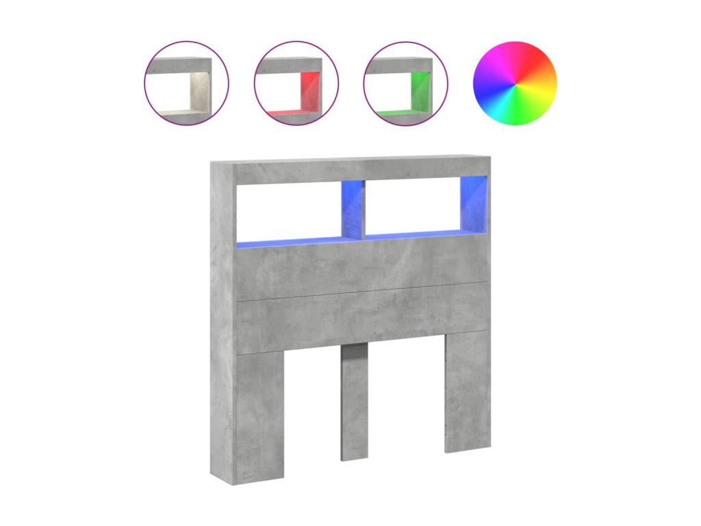 Headboard wardrobe with LED lighting, concrete grey, 100x17x102 cm SUYV34825