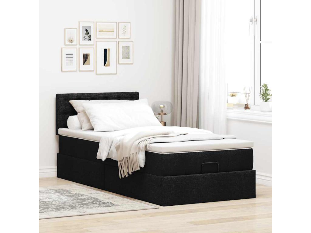 Bed frame with black mattress 80x200 cm fabric YWHK46069