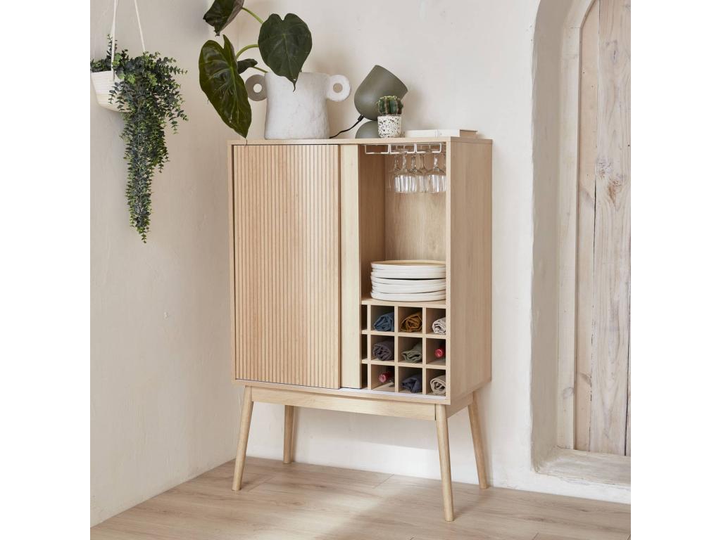 Sliding door wine rack/bottle cabinet - tall sideboard/china cabinet - W 80 x D 39.5 x H 120cm - Elariva CCBB57364