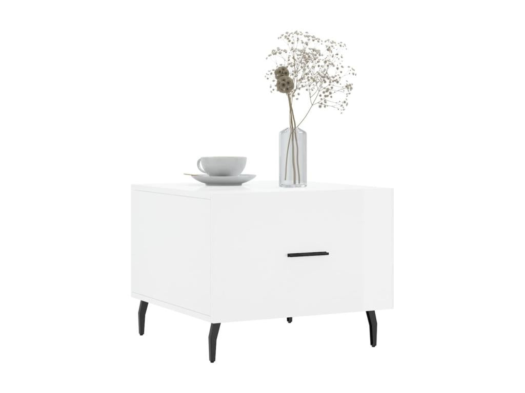 Glossy white coffee table 50x50x40 engineered wood MSOL57134