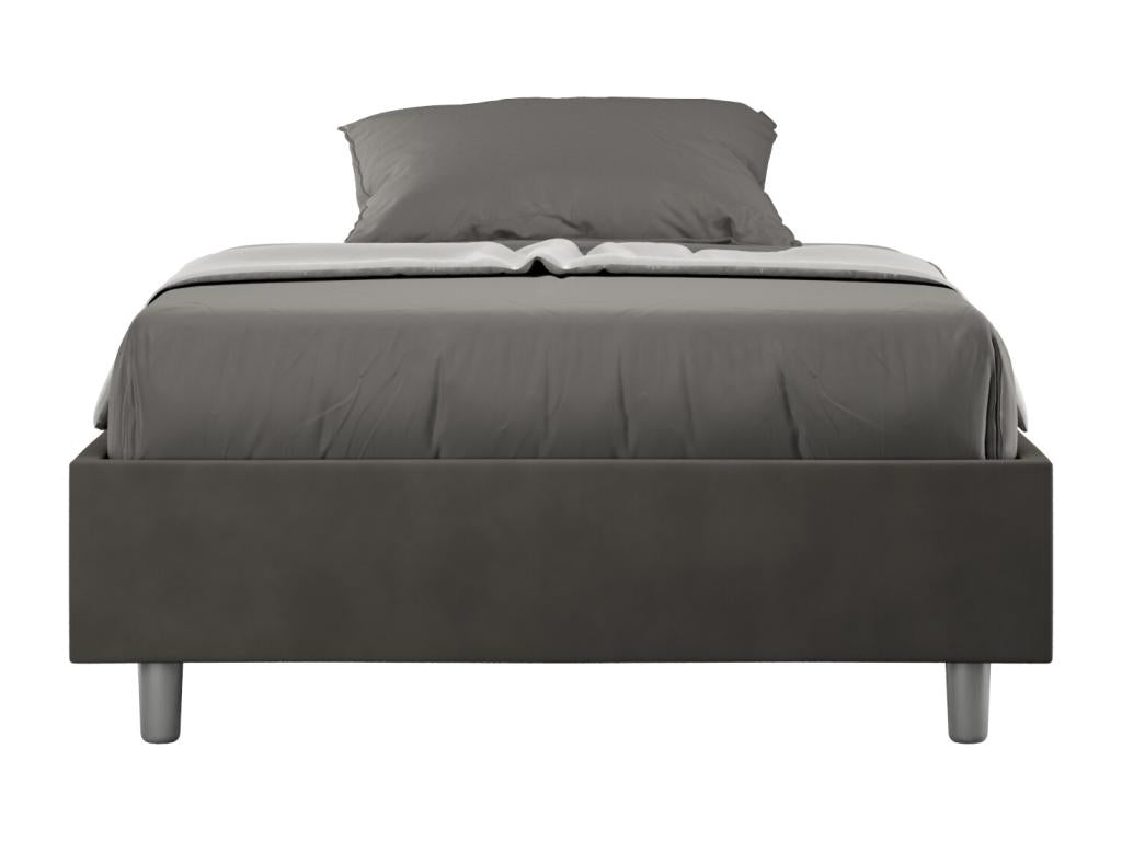 Double bed frame with 140x200cm upholstered microfiber base, grey, Elariva UXWH37177