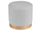 Round fabric pouf with wooden base, Elariva - Light Beige color LYCP50116