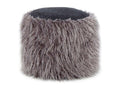 Round Bobtail Faux Fur Pouf 45cm Dark Grey LFNL91934