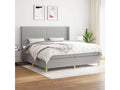 Upholstered bed base with mattress, light grey, 200x200cm, fabric QIXQ84444