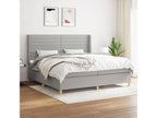 Upholstered bed base with mattress, light grey, 200x200cm, fabric QIXQ84444