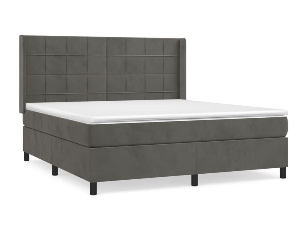 Upholstered bed base and mattress, Dark Grey, 160x200cm, Velvet, CHMO13883