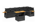 7-piece garden furniture set with cushions, black resin wicker HULQ06779
