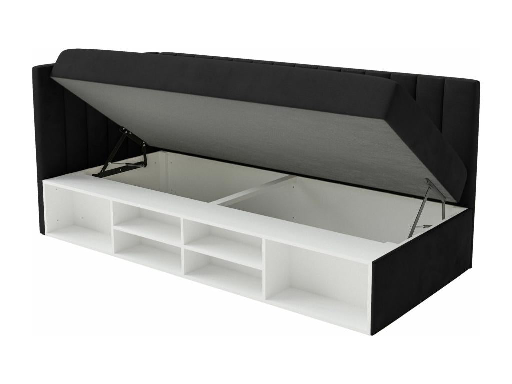 Teen bed with storage - black - right-hand side - Elariva XWLM45915