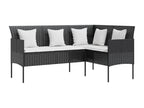 5-piece L-shaped sofa set with cushions, black woven resin DICV34355