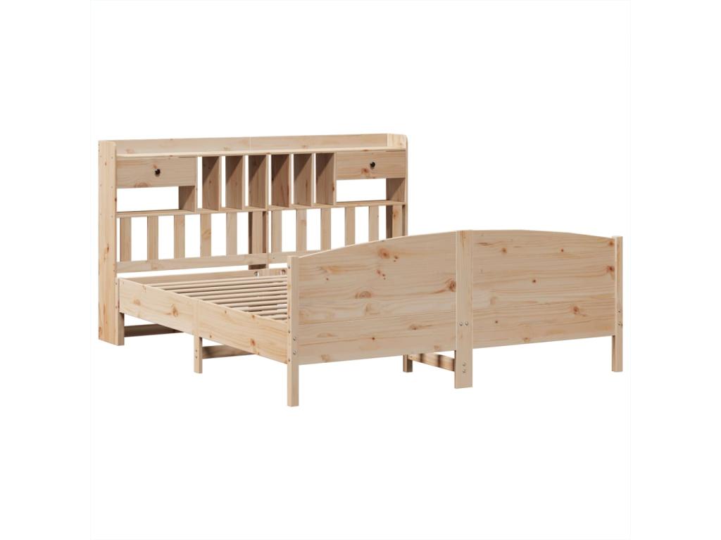 Bookshelf bed without mattress 200x200 cm solid pine wood SGZP05517