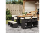 9-piece garden dining set with cushions, black resin wicker SIGE78346