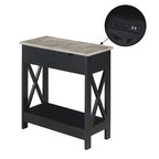 Convenience Concepts Oxford Flip Top End Table with Charging Station and Shelf
