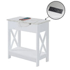 Convenience Concepts Oxford Flip Top End Table with Charging Station and Shelf
