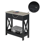 Convenience Concepts Oxford Flip Top End Table with Charging Station and Shelf