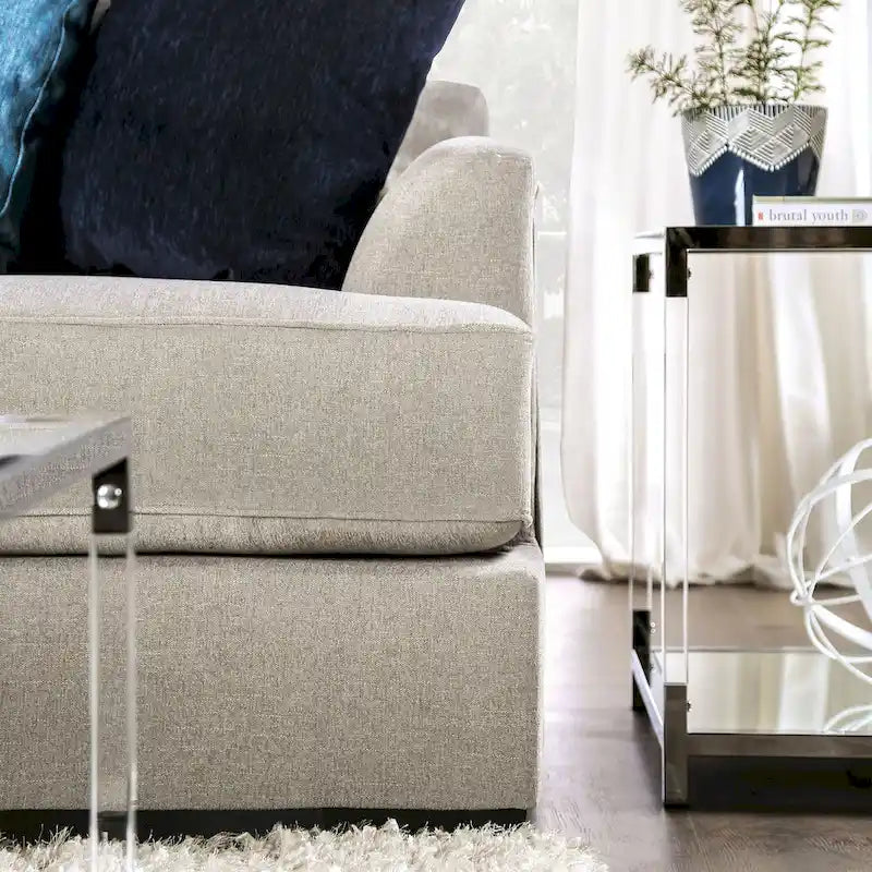 Ilka Transitional Chenille L-Shaped Flared Arms Sectional by Furniture of America