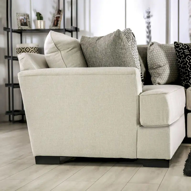 Ilka Transitional Chenille L-Shaped Flared Arms Sectional by Furniture of America