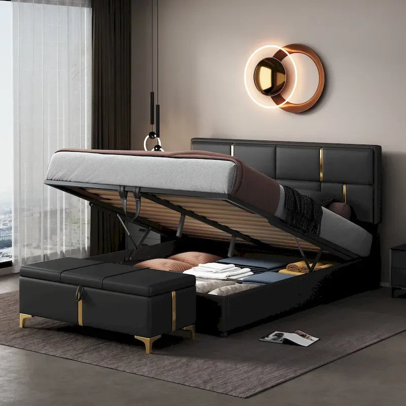 2-Pieces Bedroom Sets,Queen Size Upholstered Platform Bed
