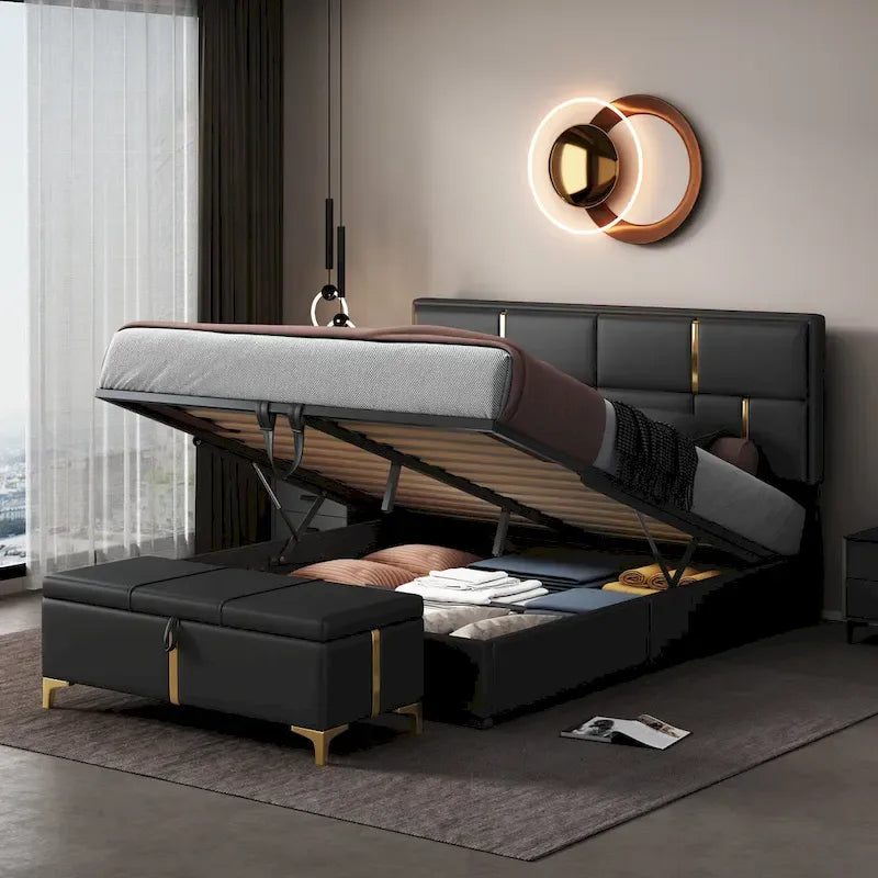 2-Pieces Bedroom Sets,Queen Size Upholstered Platform Bed