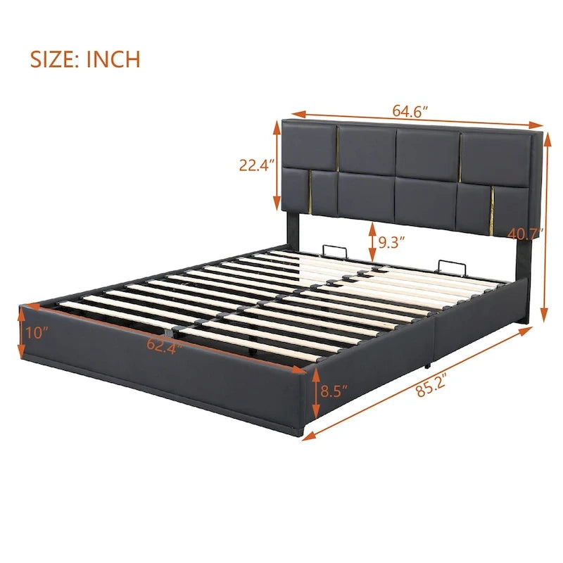 2-Pieces Bedroom Sets,Queen Size Upholstered Platform Bed