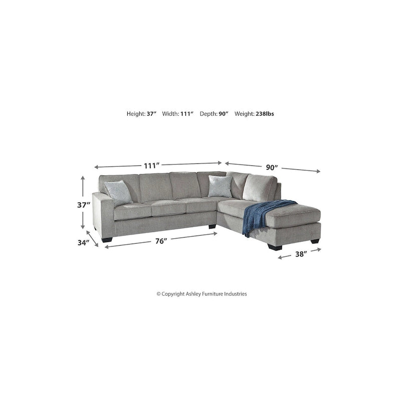 Signature Design by Ashley Altari Gray 2-Piece Sectional with Chaise - 110W x 90D x 37H