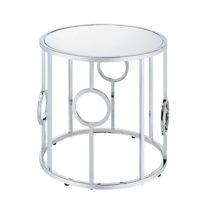 Hoop Glam Chrome 23-inch Mirror End Table by Furniture of America