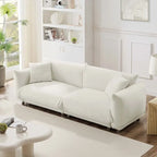 86.5 Teddy Velvet Large Bread Sofa With Pillows White