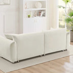 86.5 Teddy Velvet Large Bread Sofa With Pillows White