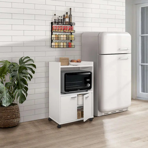 2-Door Kitchen Microwave Cart, White